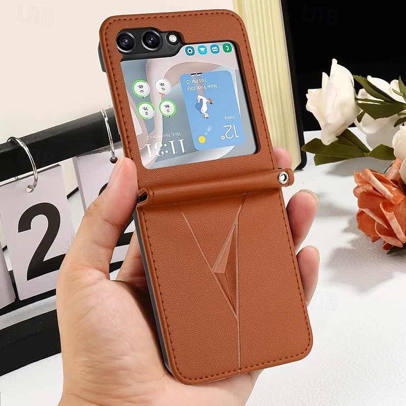 هاتف غطاء من أجل سامسونج جالاكسي زد فليب 6 Z Flip 5 Z Flip 4 Z Flip 3 غطاء خلفي ضد الصدمات مكتب  /  الأعمال TPU جلد PU 2025 - $16.99 –P11
