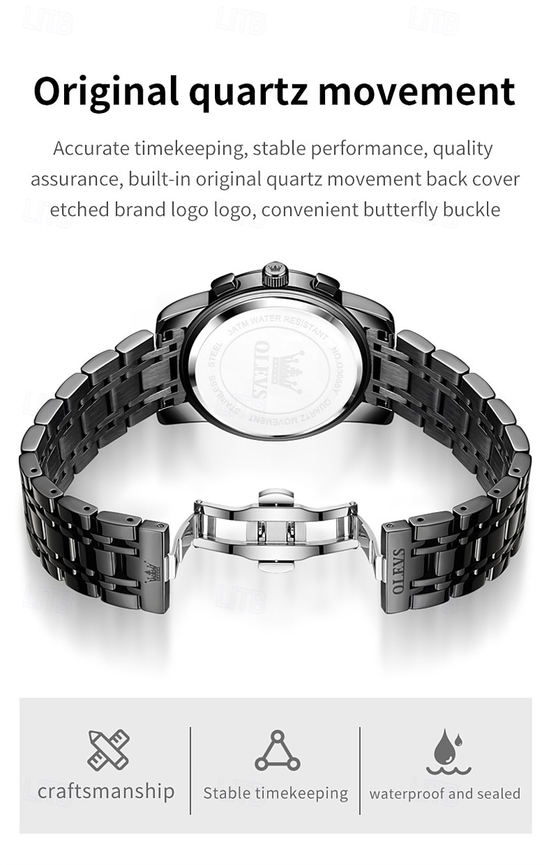 New Olevs Brand Stainless Steel Band Men'S Business Watch Calendar Luminous Chronograph Multifunction Simple Leisure Quartz Watch Fashion Waterproof Sports Men'S Wristwatch 2025 - $35.99 –P2