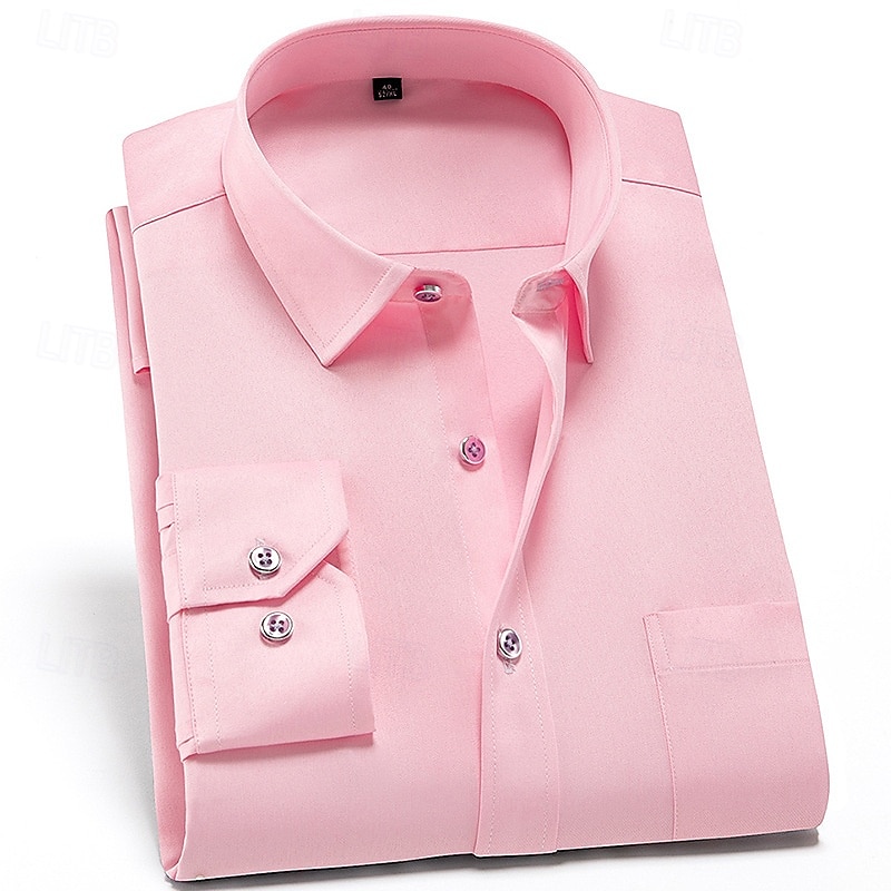 Hombre Camisa para Vestido Camisa sin planchar Resistente al agua Plano Diario Exterior Azul Marino Manga Larga Cuello Verano Primavera Ropa 2026 - $28.99 –P6