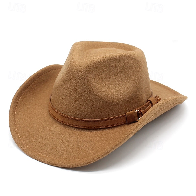 Ανδρικά Καπέλο Ντέρμπι του Κεντάκι Καπέλο ηλίου Καπέλο καουμπόι Καπέλο Fedora Trilby Μαύρο Ρουμπίνι Μάλλινο Πεπαλαιωμένο Στυλ Μοντέρνα 18ος αιώνας Πολιτεία του Τέξας Καθημερινά Θεματικό κόμμα 2026 - $22.99 –P10