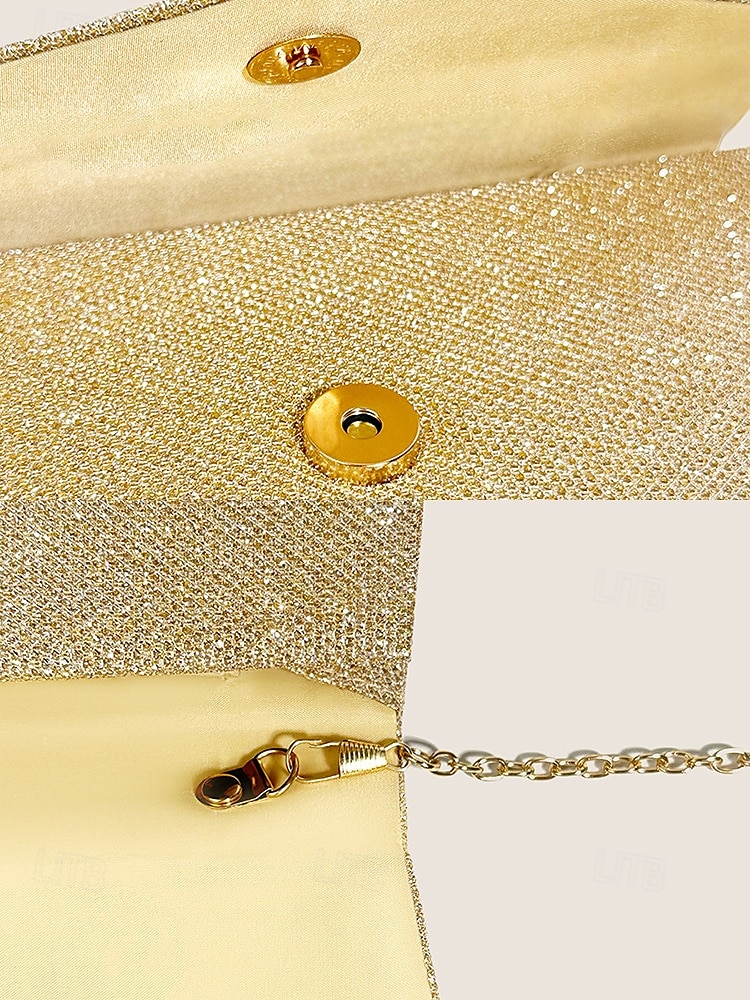 Dames Koppeling Avondtasje Schoudertassen Klep tas Polyesteri Feest Bruiloft Ketting Grote capaciteit Multi-dragen Effen Kleur Zilver Zwart Lichtbruin 2025 - $24.99 –P8