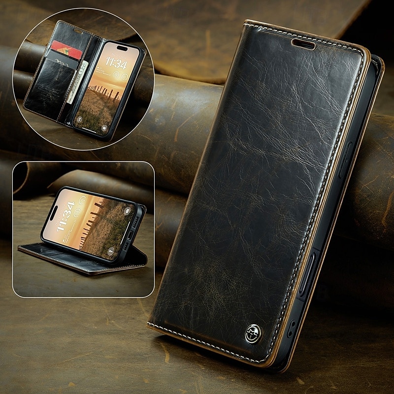 telefon Etui Til iPhone 16 15 14 Pro Max Plus iPhone 13 12 11 Pro Max Flip deksel med stativ Magnetisk Kortspor Kontor / Bedrift TPU PU lær 2025 - $15.99 –P10