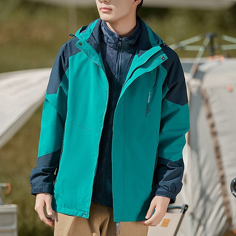Herren Soft Shell Jacke Wanderjacke Winter Draussen Patchwork warm Fleece-Futter Windundurchlässig Wasserdicht 3-in-1-Jacke Winterjacken Windbreaker-Jacke Reisen Dunkelgrau Schwarz Elfenbein Gelb Rot 2025 - $84.99 –P15