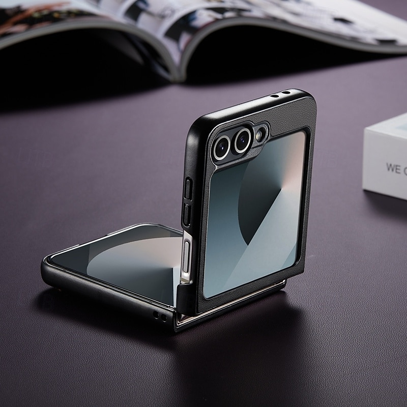 Phone Case For Samsung Galaxy Z Flip 6 Z Flip 5 Back Cover Magnetic Support Wireless Charging Card Slot Retro TPU PU Leather 2025 - $18.99 –P7