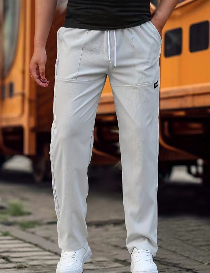 Men's Trousers Casual Pants Pocket Drawstring Elastic Waist Plain Comfort Soft Full Length Outdoor Casual Daily Fashion Streetwear Black Green 2025 - $20.99 –P2
