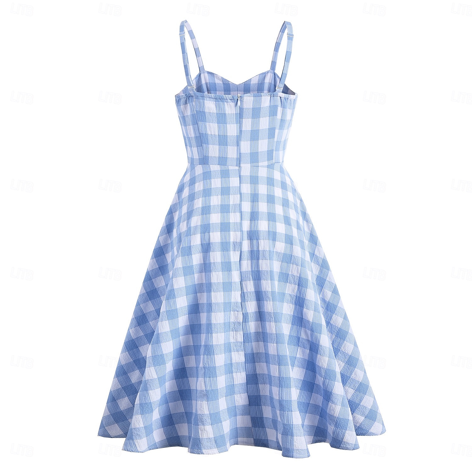 Retro Vintage 1950er Rockabilly Knielang Kleid Swing-Kleid Ausgestelltes Kleid Spaghetti-Träger Tupfen Kariert / Gingham A-Linie Damen Karneval Urlaub Alltagskleidung Junggesellinnenabschiedsparty 2025 - $34.99 –P6