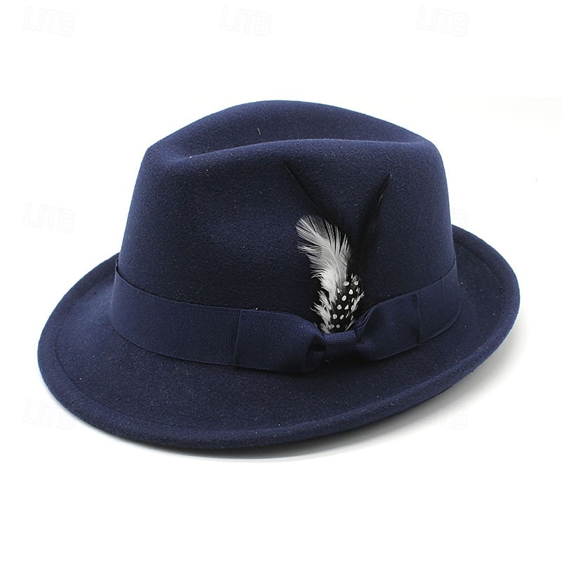 Men's Kentucky Derby Hat Sun Hat Cowboy Hat Fedora Trilby Hat Black Red Woolen Vintage Style Fashion 18th Century State of Texas Daily Theme Party Solid / Plain Color Sunscreen Cosplay 2025 - $10.99 –P6
