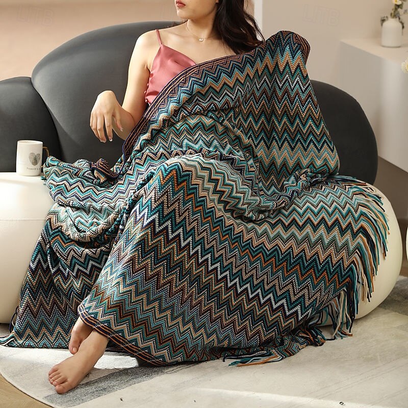 Couverture tissée bohème au design unique et artistique avec des motifs complexes, douce et confortable, idéale pour ajouter une touche bohème à votre lit, canapé ou décoration de salon, parfaite pour de 2025 ? $28.99 –P1