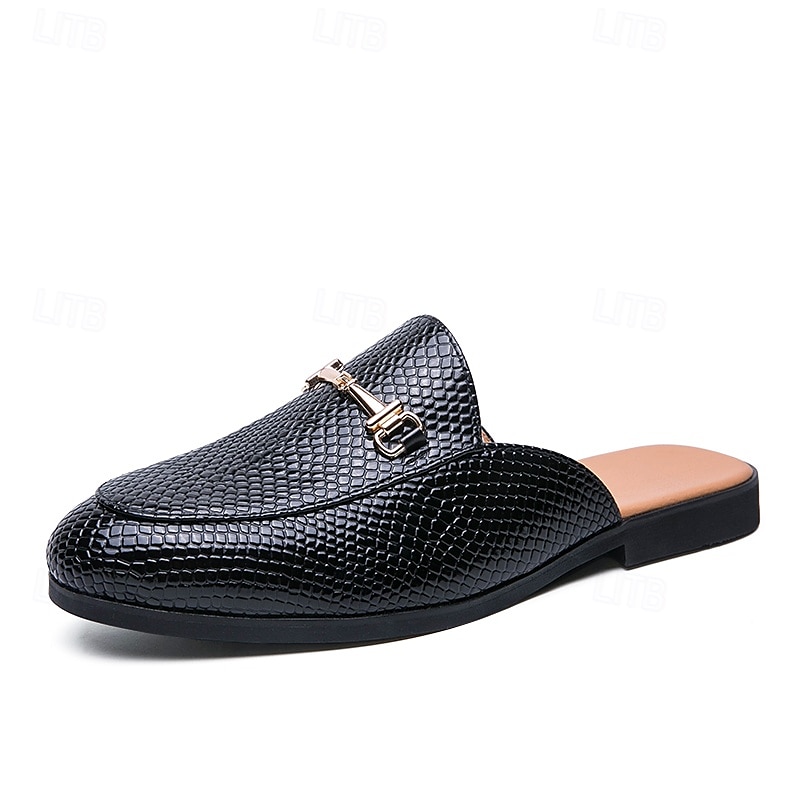mocassins marron à motif serpent pour hommes – mules à enfiler en similicuir avec boucle en métal pour une tenue décontractée et formelle de 2025 ? $46.99 –P2