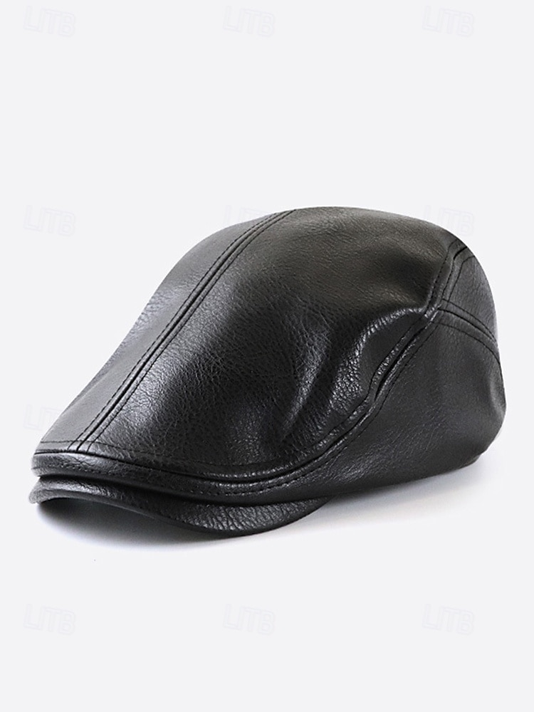 Stylish Brown Faux Leather Flat Cap with Vintage Finish | Perfect for Casual and Dressy Occasions 2025 - $19.99 –P11
