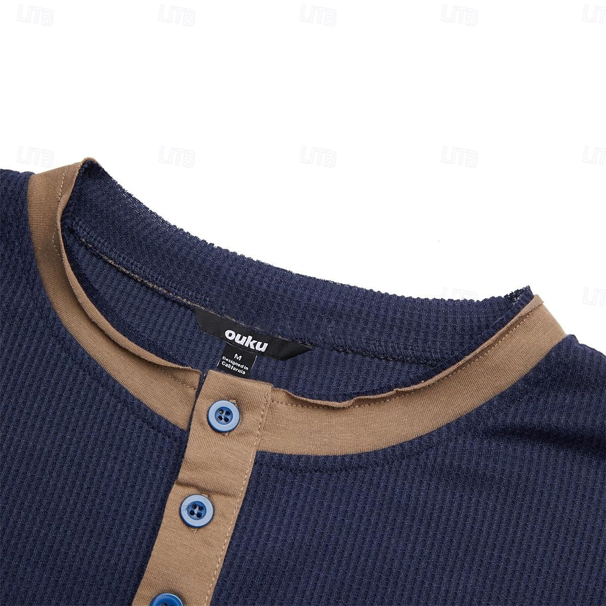 Men's T Shirt Henley Shirt Waffle Knit Tee Tee Top Long Sleeve Henley Spring &  Fall Color Block Fashion Designer Basic Patchwork Vacation Street Going out Black White Blue Top Tee for Men 2025 - $18.99 –P8
