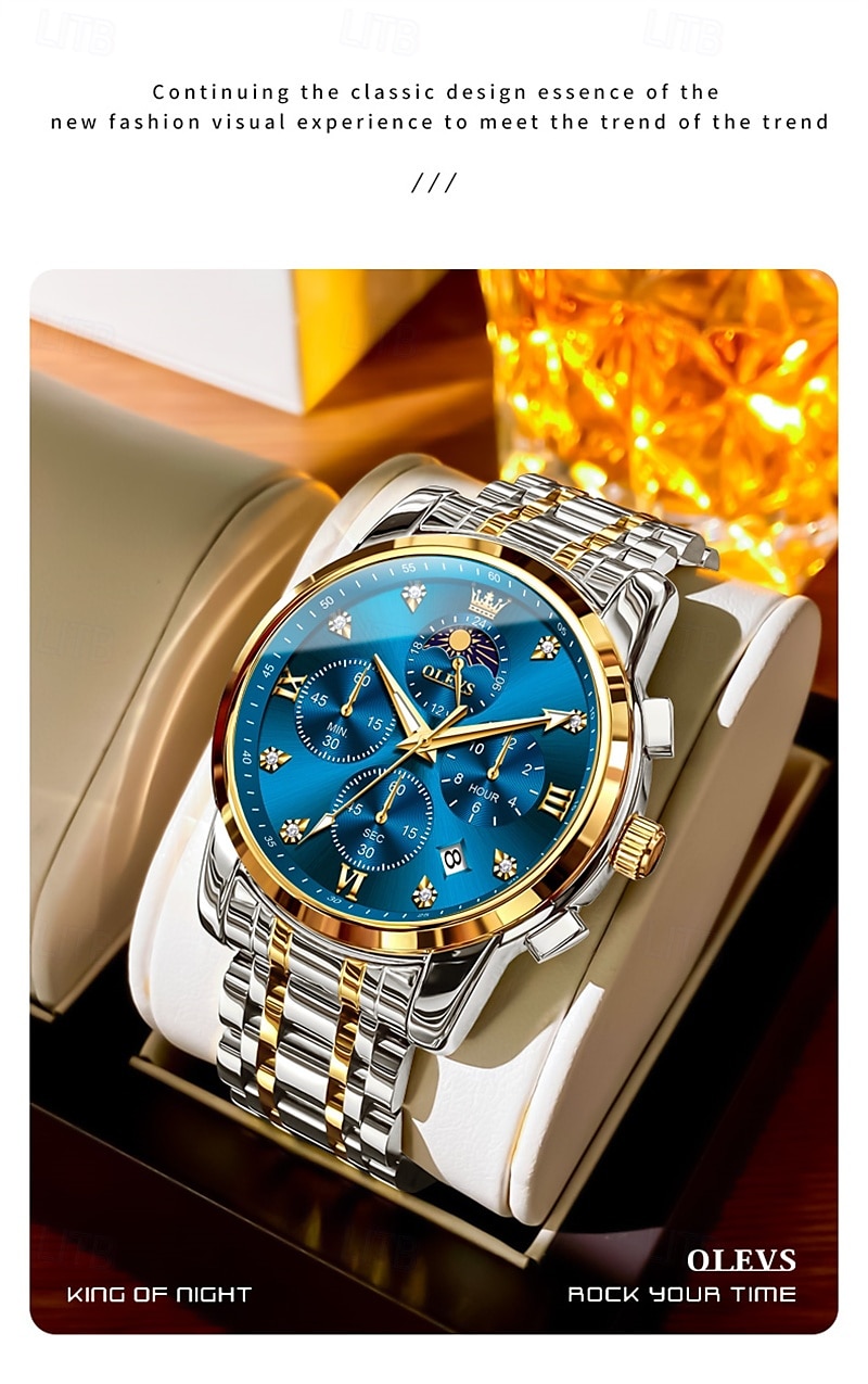 New Olevs Brand Stainless Steel Band Men'S Business Watch Calendar Luminous Chronograph Multifunction Simple Leisure Quartz Watch Fashion Waterproof Sports Men'S Wristwatch 2025 - $35.99 –P10