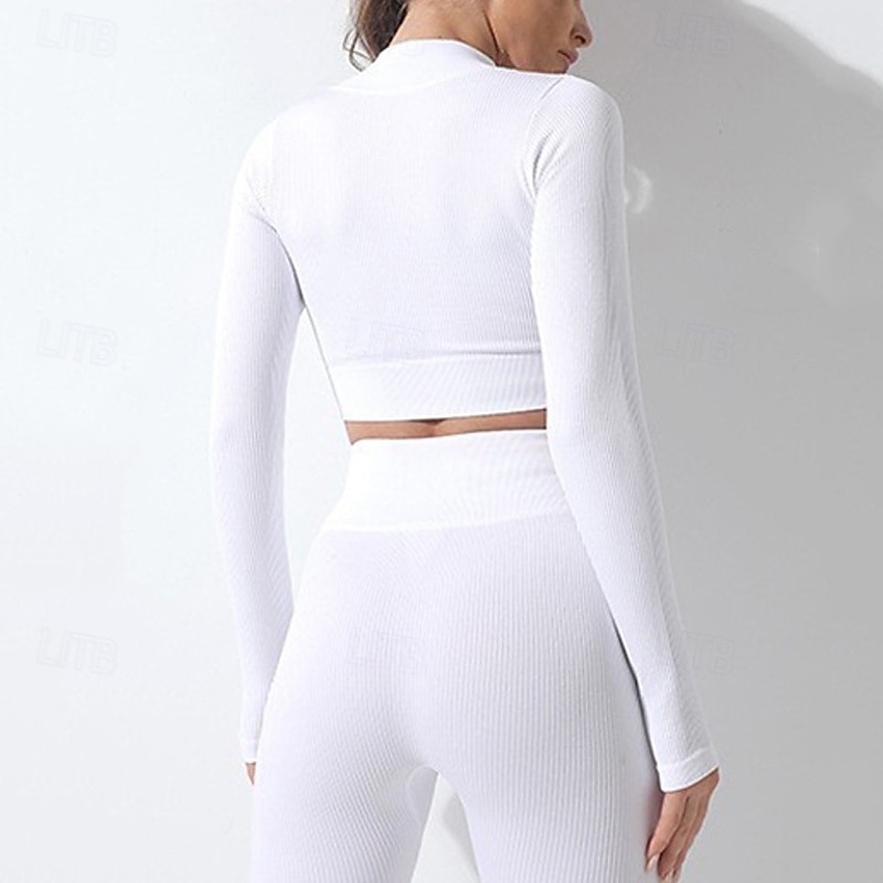 Mujer Conjunto de Ropa Fitness Sujetador deportivo con medias Mono de Fitness 2 Piezas Color sólido Mallas Leggings Trajes de Yoga Negro Blanco Yoga Aptitud física Entrenamiento de gimnasio Alta 2025 - $33.59 –P15