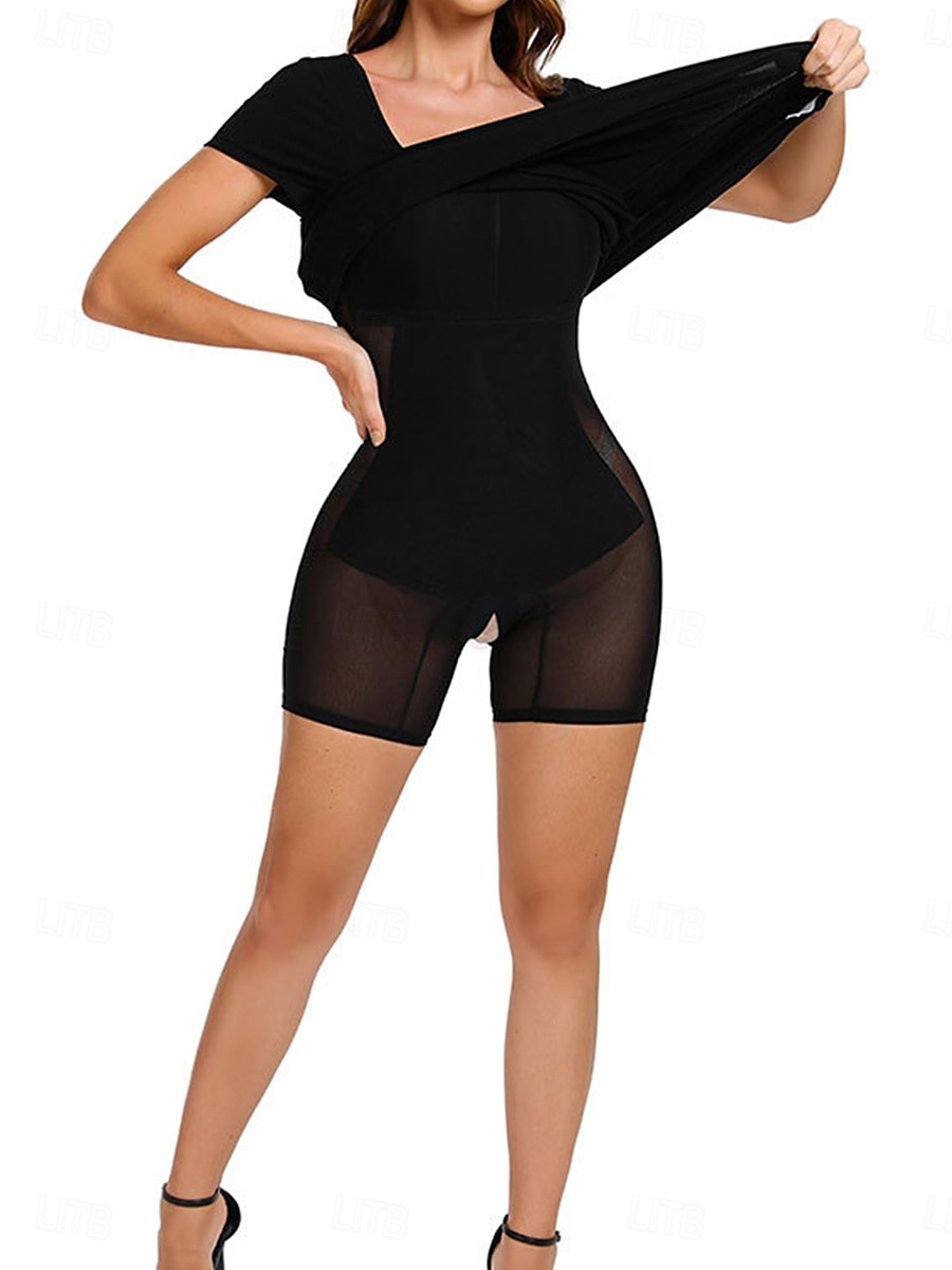 Damskie Gorset profilujący Majtki wyszczuplające SiateczkaNightwearNylon Solidne kolory Czarny Wiosna i lato Jesień i zima 2025 - $77.99 –P1