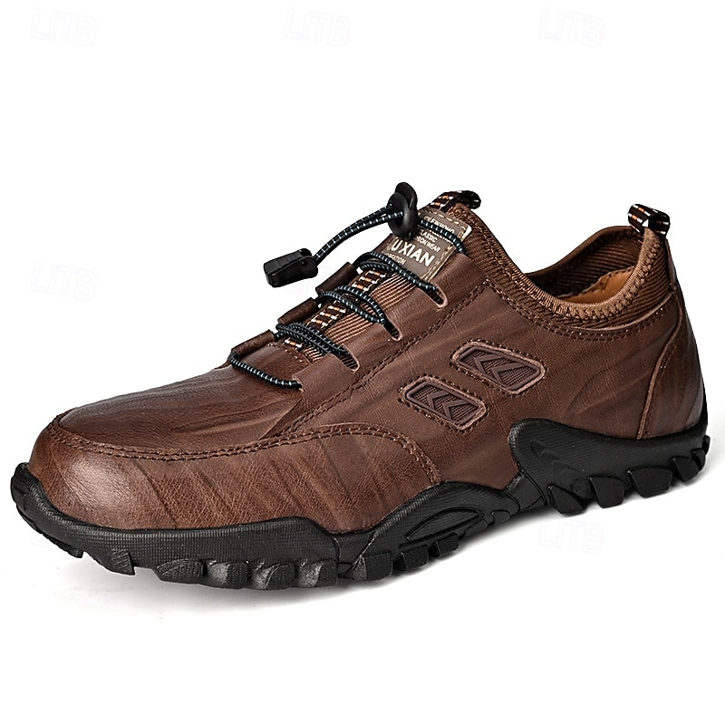 Men's Brown Faux Leather Hiking Shoes with Adjustable Laces and Rugged Rubber Sole – Durable Outdoor Footwear 2025 - $46.99 –P2