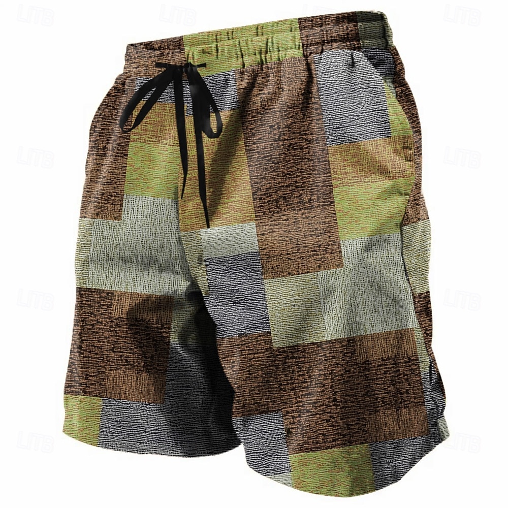 Men's Color Block Patchwork Shorts Summer Shorts Beach Shorts Mid Waist Streetwear Hawaiian Casual Daily Holiday Pocket Drawstring Elastic Waist Designer Clothing Apparel 2025 - $19.99 –P2