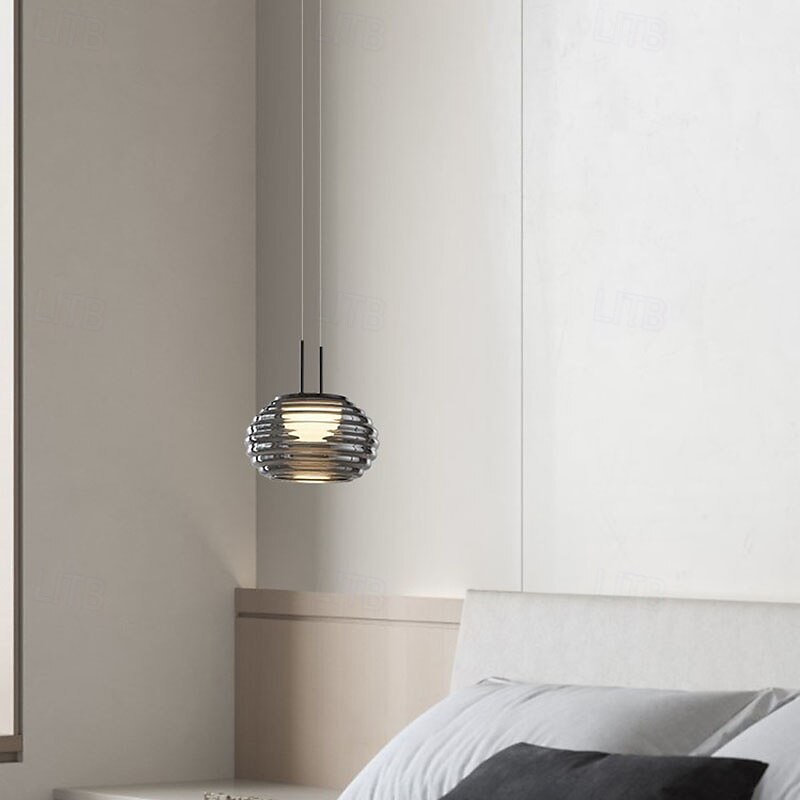 moderno minimalista listrado redondo alumínio vidro led pingente luz 110-240v de 2025 por $160.99 –P6