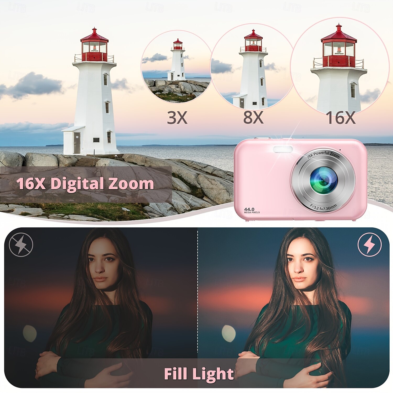 Digital Camera FHD 1080P Camera 44MP Digital Point And Shoot Camera 16X Zoom Small Camera Affordable Digital Cameras for Travel 2025 - $68.99 –P3