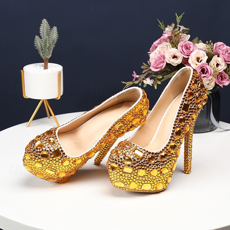 naisten hopeakivikoristeiset korkokengät – lumoavat morsius- tai iltakengät häihin ja erikoistilaisuuksiin 2025 - $99.99 –P4