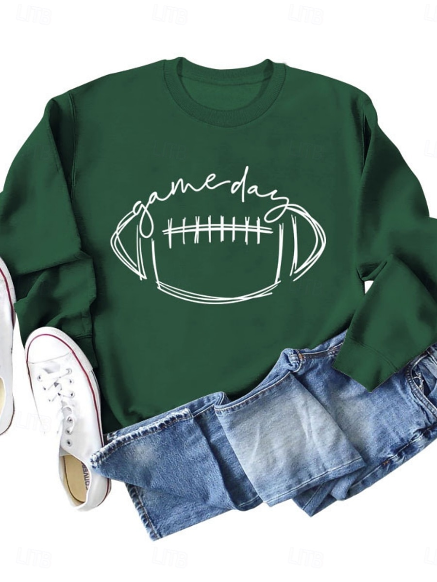 Per donna Pop art Informale Manica lunga Girocollo Top regolari Strada Da giorno Stampa Nero Verde Cachi Autunno Inverno del 2025 a $35.99 –P4