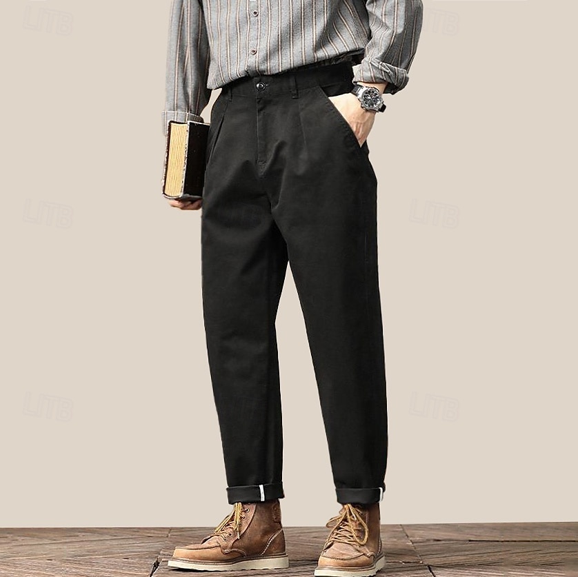 Per uomo Joggers Pantaloni a carota affusolati Tasca Tinta unica Lunghezza intera All'aperto Vacanza Feste Vacanza Vintage CachiA Nero Micro-elastico del 2025 a $44.99 –P16