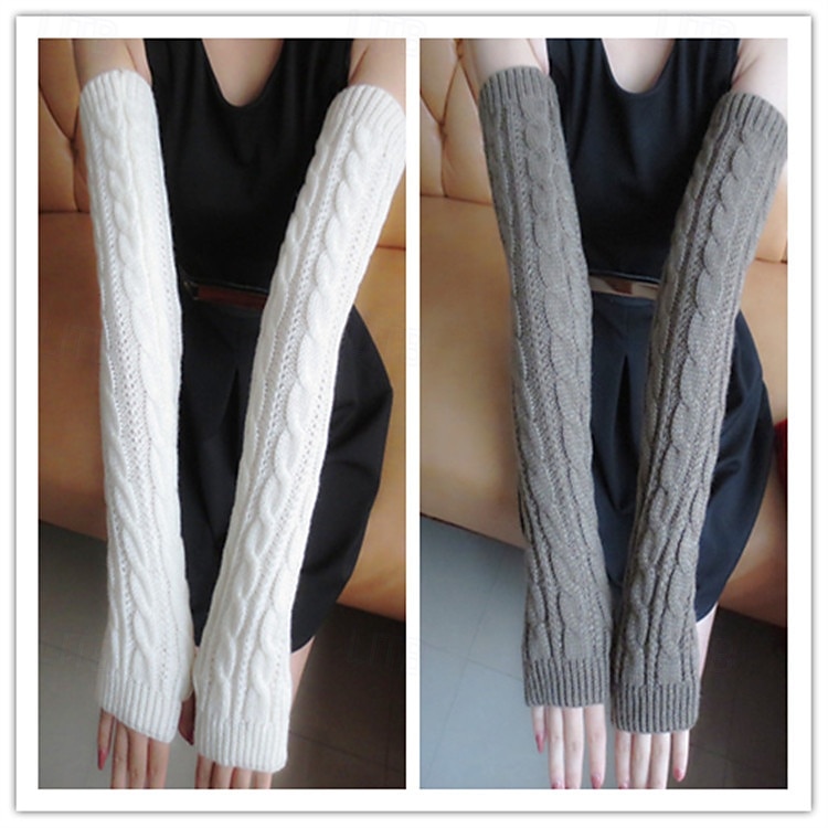 1 Pairs  Elbow Warmer Arm Warmers Long Fingerless Gloves Knit Wrist Warmers with Thumb Hole Open F inger Arm Socks for Women Adult 2026 - $7.99 –P4