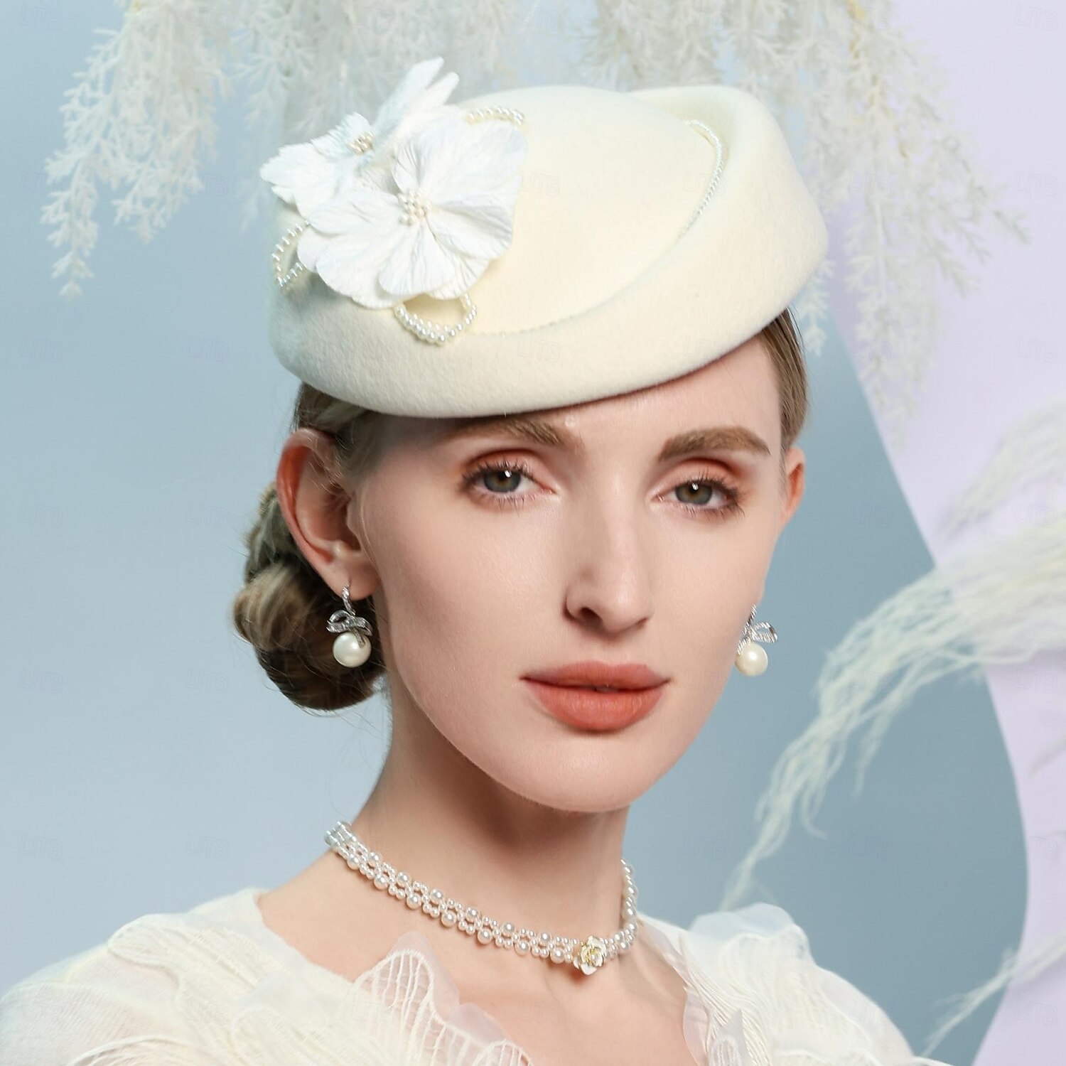 hoed 100% Wol Damesbaret Bruiloft Teaparty Elegant Bruiloft Met Nep Parel Bloemen Helm Hoofddeksels 2026 - $45.99 –P7