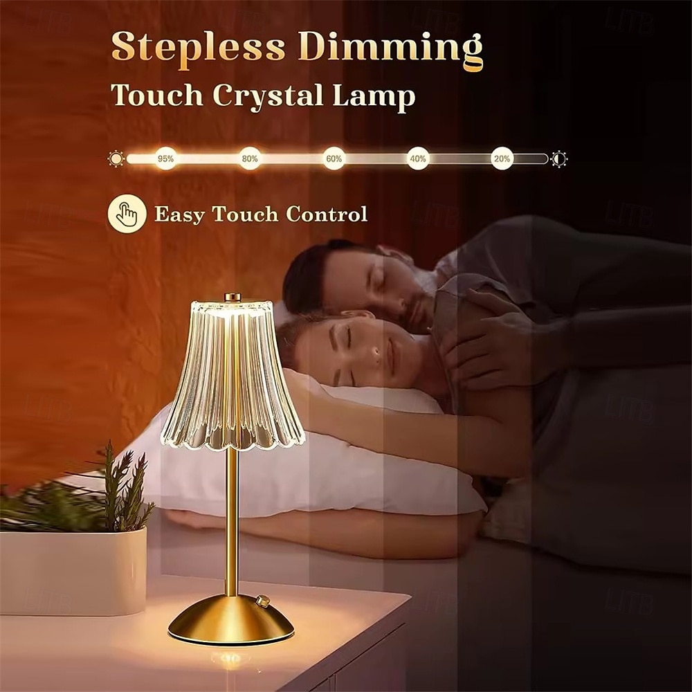 2025年 LED アクリル クリスタル テーブル ランプ - コーヒー ショップ用のワイヤレス USB 充電式タッチ ナイト ライト  コレクション – $59.99 –P8