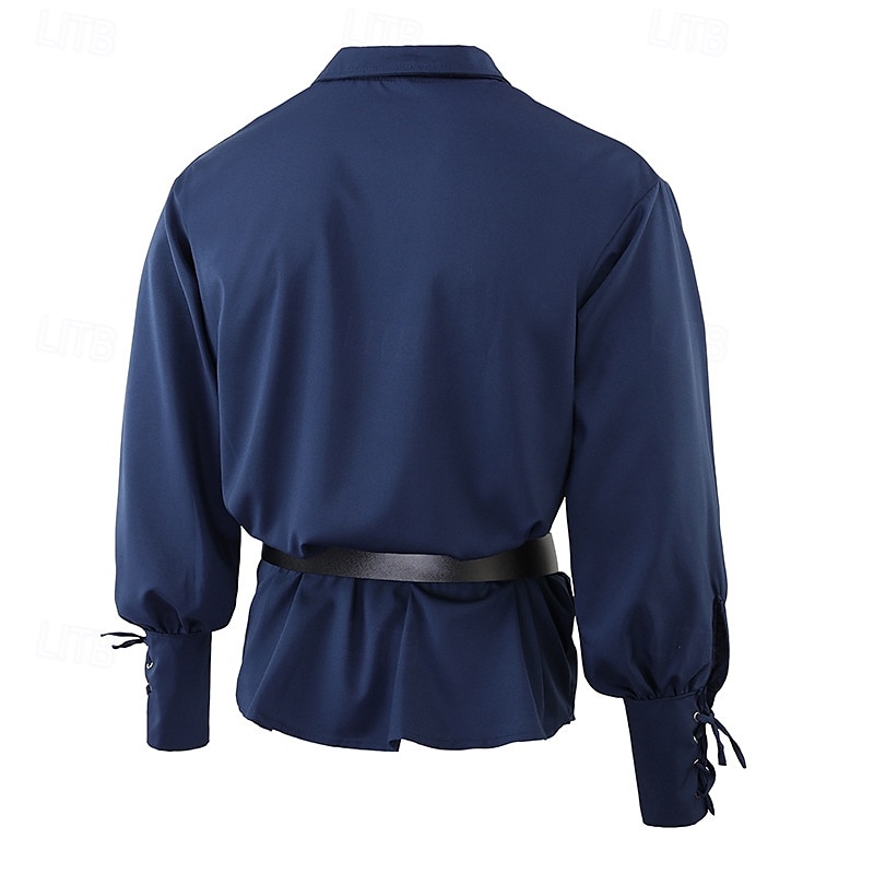 Medieval Renaissance 17th Century Medium Length Blouse / Shirt Cosplay Costume Ren Faire Knight Ritter Celtic Knight Drawstring Solid Color Men's Celtic Pirate Masquerade Casual Daily Renaissance Fair 2025 - $26.99 –P4
