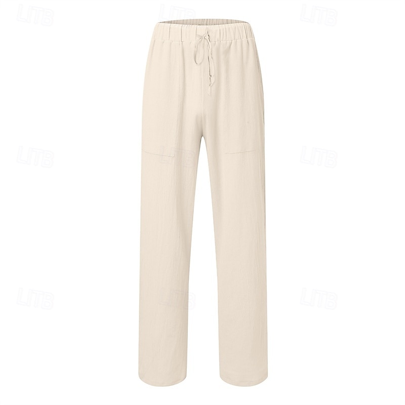 Homens Calças de linho Calças Calça verão Com Cordão Cintura elástica Perna reta Tecido Conforto Respirável Comprimento total Casa Casual Diário Moda Estilo Clássico Preto Branco de 2025 por $21.99 –P6