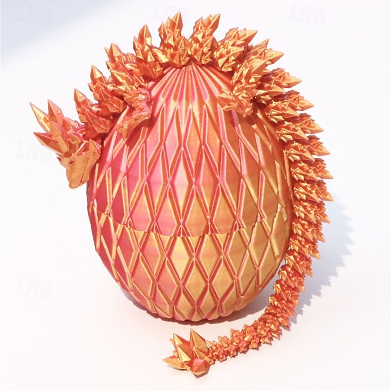 Oeuf de dragon imprimé en 3D, dragon volant arc-en-ciel dans des œufs colorés, jouet anti-stress pour cadeau d'anniversaire, figurine de bureau flexible, décoration de 2025 ? $24.99 –P4