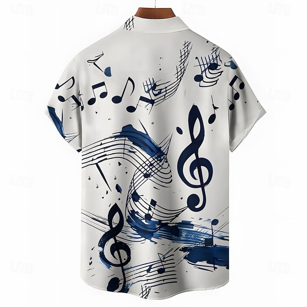Men's Notes Casual Shirt Button Up Shirt Short Sleeve Casual Causal Casual Summer Spring Turndown Button Up White 2025 - €21.73 –P3