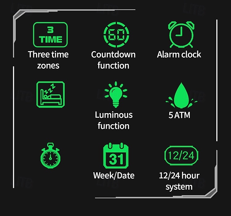 SANDA Мужчины электронные часы На открытом воздухе Мода Повседневные часы Наручные часы Светящийся будильник С тремя часовыми поясами Календарь ТПУ Часы 2026 - $26.99 –P2