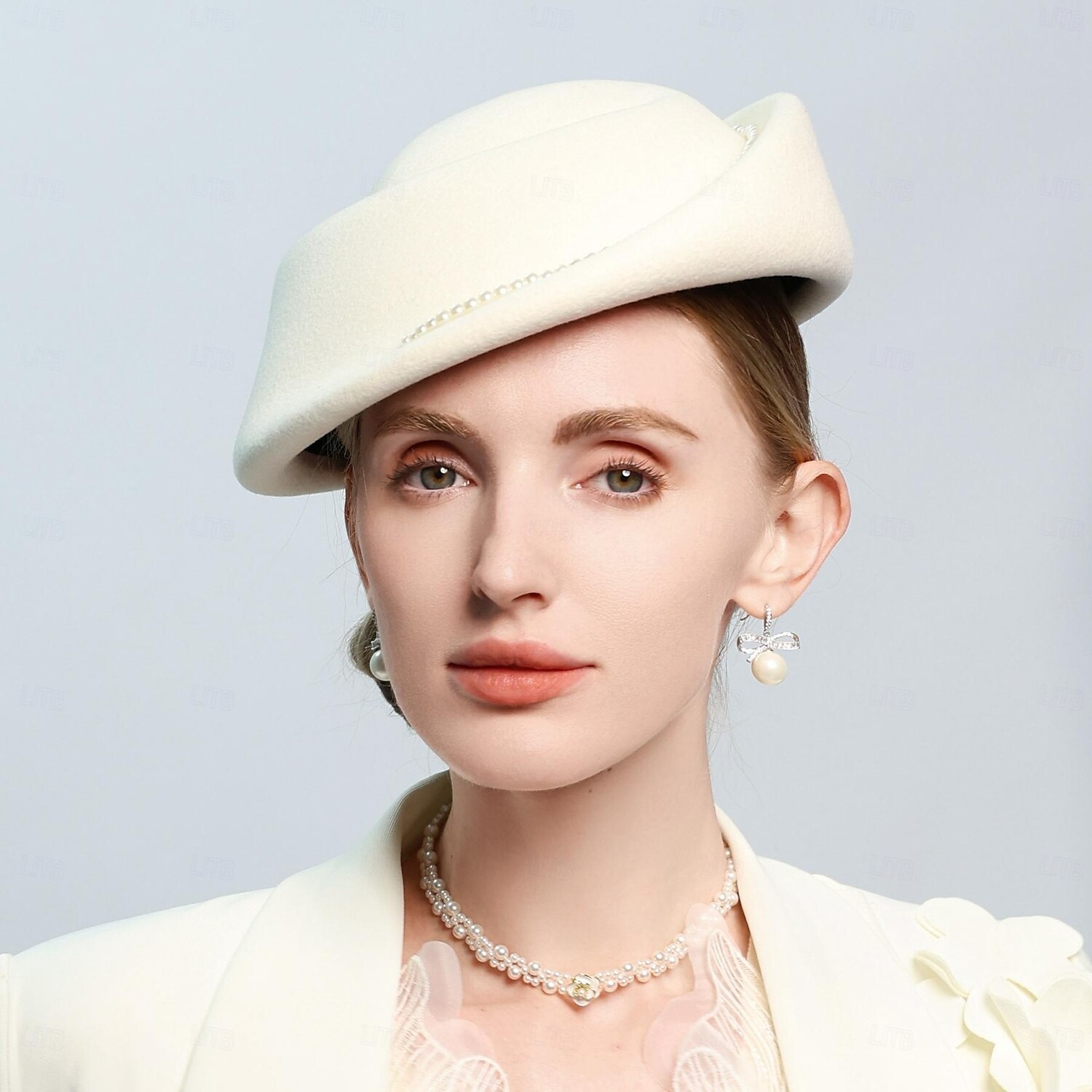 hatter 100% ull beret lue bryllup teselskap elegant bryllup med perle ren farge hodeplagg hodeplagg 2025 - $50.99 –P8