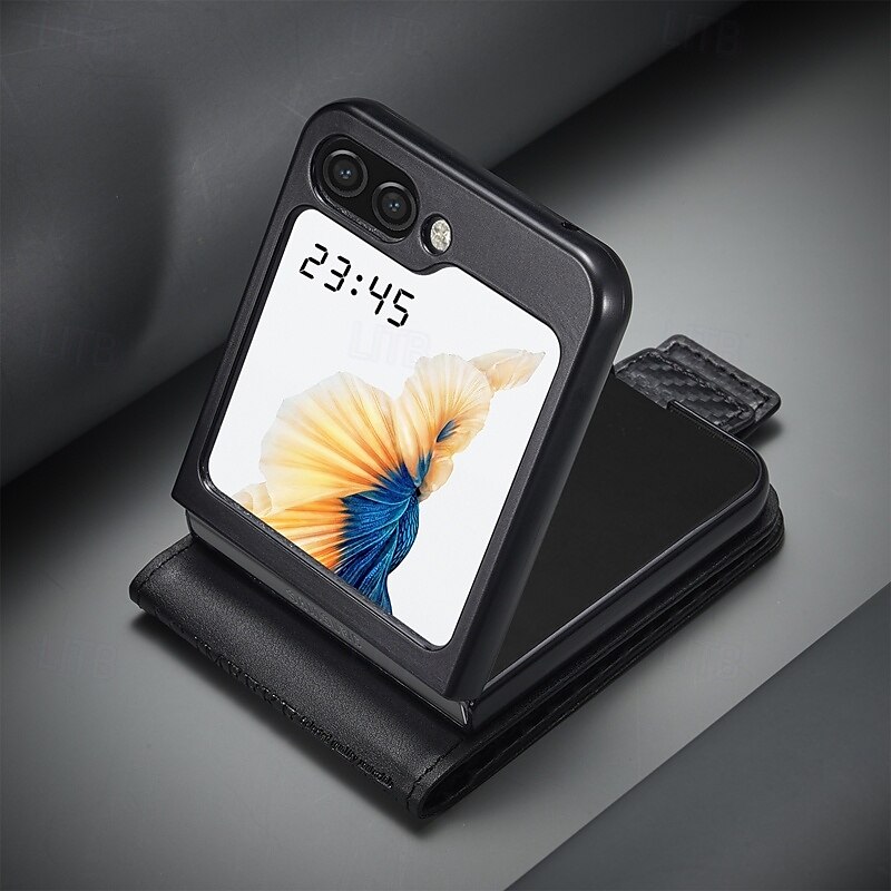 טלפון מגן עבור סמסונג גלקסי Z Flip 7 Z Flip 6 Z Flip 5 Z Flip 4 Z Flip 3 כיסוי אחורי עם מעמד חריץ לכרטיס עמיד בזעזועים רטרו TPU עור PU 2025 - $16.99 –P6