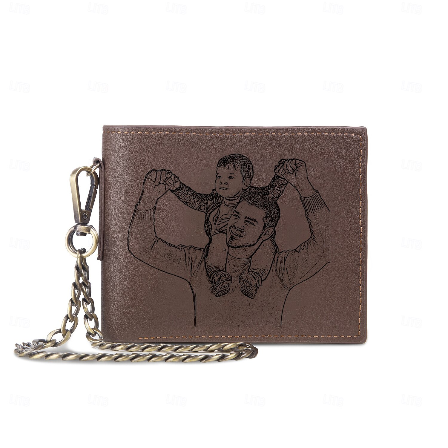 Personalized Photo Engraved Leather Wallet Custom Best Gift for Dad, Bifold Wallet with Chain for Men, Husband, Son, Father's Day, Birthday, Christmas 2025 - $24.99 –P7
