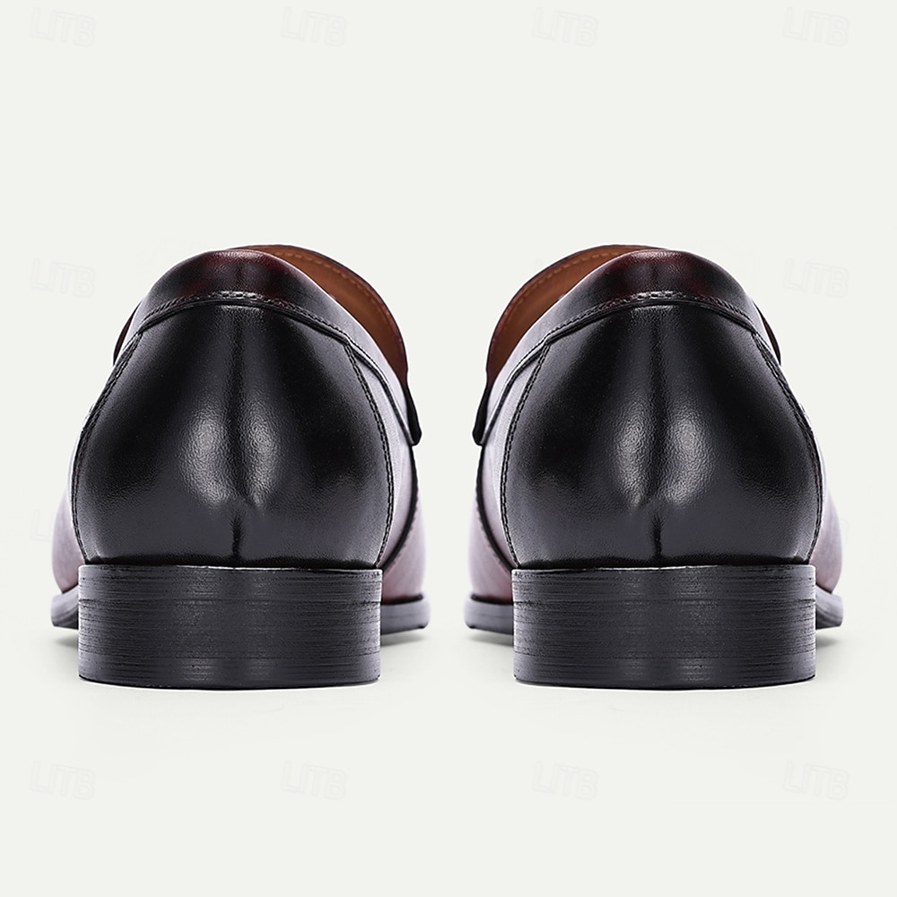 stilvolle burgunderfarbene Leder-Loafer mit handgenähten Brogue-Details für Herren | perfekt für Freizeit und Business Casual 2025 - $94.99 –P4