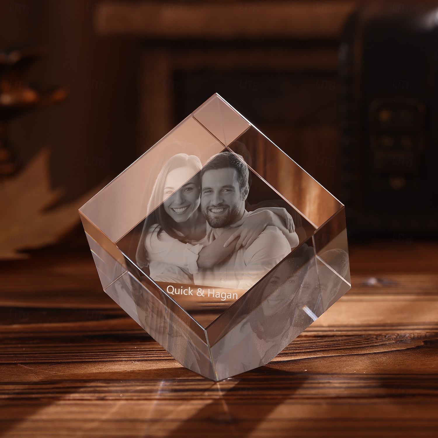 Personalizovaný 3D gravírovaný krystalový fotodárek vlastní svatební dárek pro pár holografická laserová fotodekorace narozeniny památka na svatbu MDŽ Vánoce 2025 - $27.99 –P5