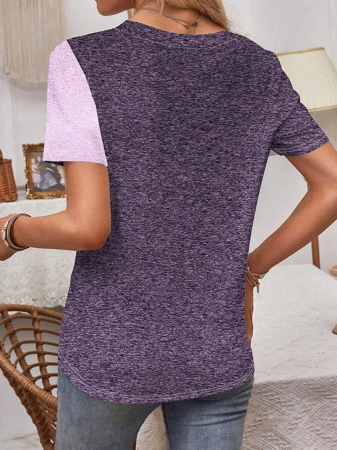 Women's T Shirt Heart Casual Short Sleeve Round Neck Regular Tops Daily Print Pink Blue Purple Summer 2025 - $19.99 –P6
