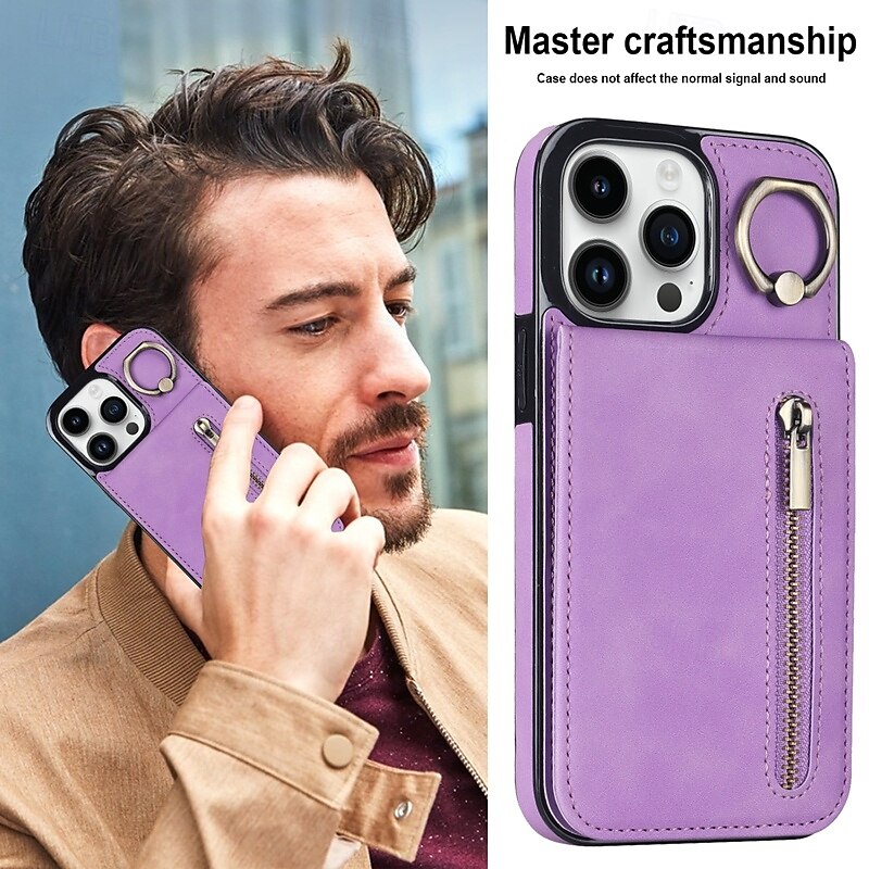 2025年 電話 ケース 用途 iPhone 16 Pro Max プラス iPhone 15 プロマックスプラス iPhone 14 13 12 11 Pro Max Plus Mini バックカバー スタンド付き バンカーリング ジッパ- レトロ風 TPU PUレザー コレクション – $19.99 –P9
