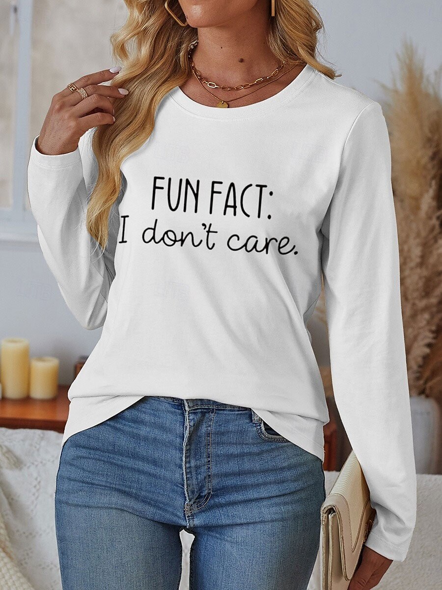 Femme T shirt Lettre Décontractées manche longue Col Rond Hauts réguliers du quotidien Fin de semaine Imprimer Noir Blanche Bleu Automne Hiver de 2025 ? $23.99 –P1