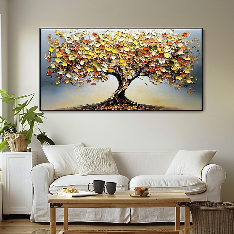 handgemaltes 3D abstraktes Goldbaum-Ölgemälde auf Leinwand, farbenfrohe Baumlandschaft, minimalistische Schwarzgoldstruktur, Spachtelkunst, Naturnachtlandschaft, Weihnachtsdekor, kein Rahmen 2025 - $125.99 –P3