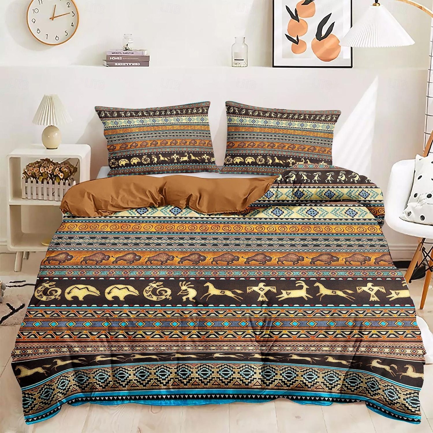 eläinten boheemityylinen pussilakanasetti 100% puuvillaa pehmeä hengittävä kangas boho eläinprintit pussilakana ja tyynyliinat hypoallergeeniset ihoystävällinen kestävä haalistumaton täydellinen boho-makuuhuoneeseen 2025 - $60.99 –P3