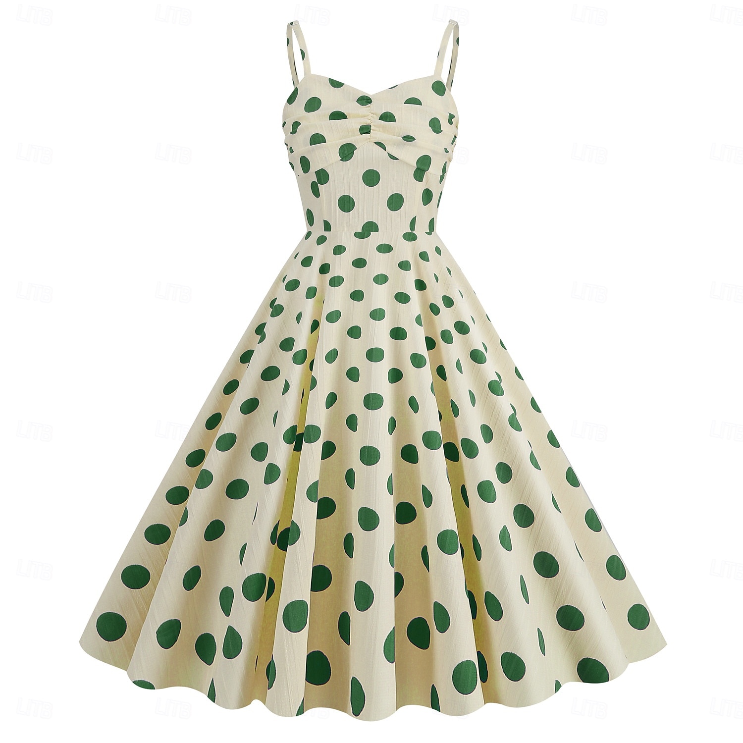 Retro Vintage 1950er Rockabilly Knielang Kleid Swing-Kleid Ausgestelltes Kleid Spaghetti-Träger Tupfen Kariert / Gingham A-Linie Damen Karneval Urlaub Alltagskleidung Junggesellinnenabschiedsparty 2025 - $34.99 –P17