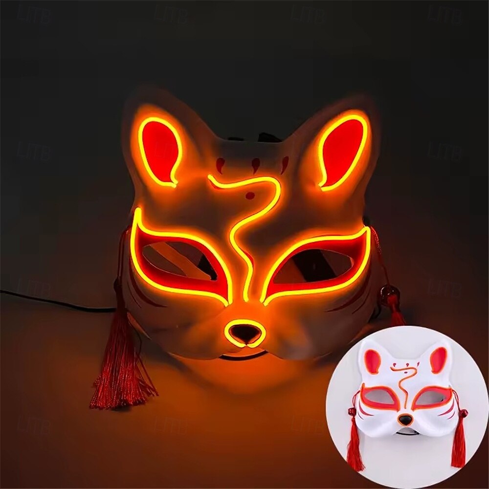 Carnival LED Fox Luminous Mask - Festival Party Light Up Decoration Prop, Internet Celebrity Live Streaming Gift AA Batteries Powered - 1PC 2025 - $14.99 –P6