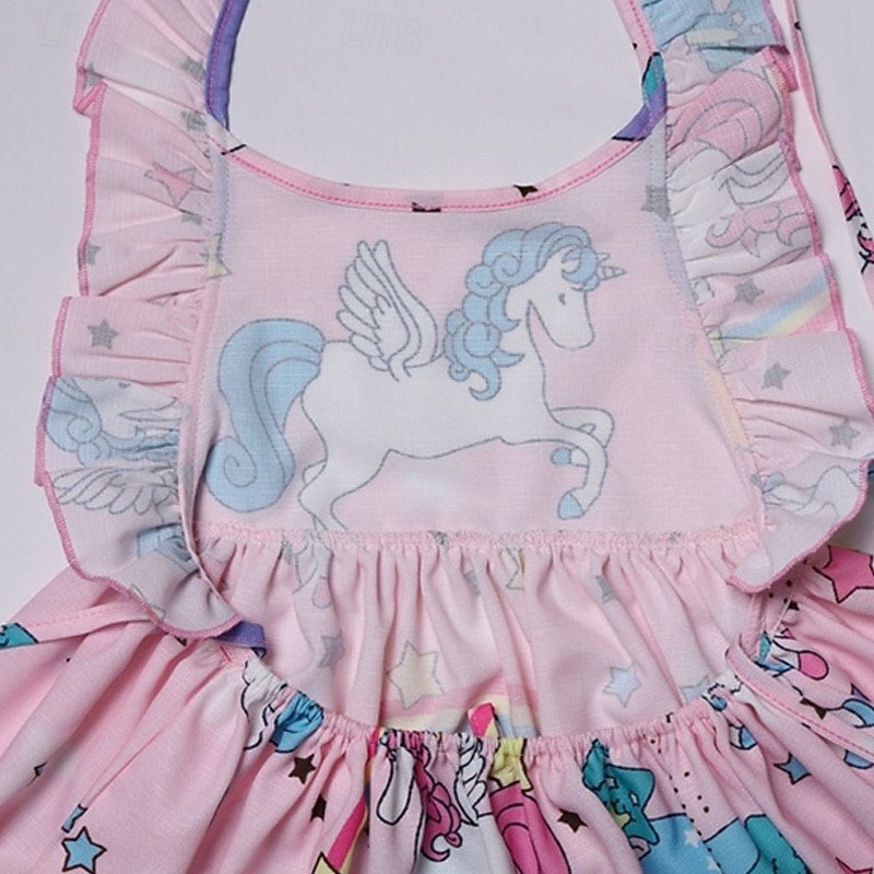 Dzieci Dla dziewczynek Sukienka Jednorożec Bez rękawów Na zewnątrz Codzienny Falbana Moda Godny podziwu Bawełna Nad kolano Codzienne sukienki Sukienka A line Lato Wiosna 4 lata + Jasnozielony Rumiany 2025 - $22.99 –P9