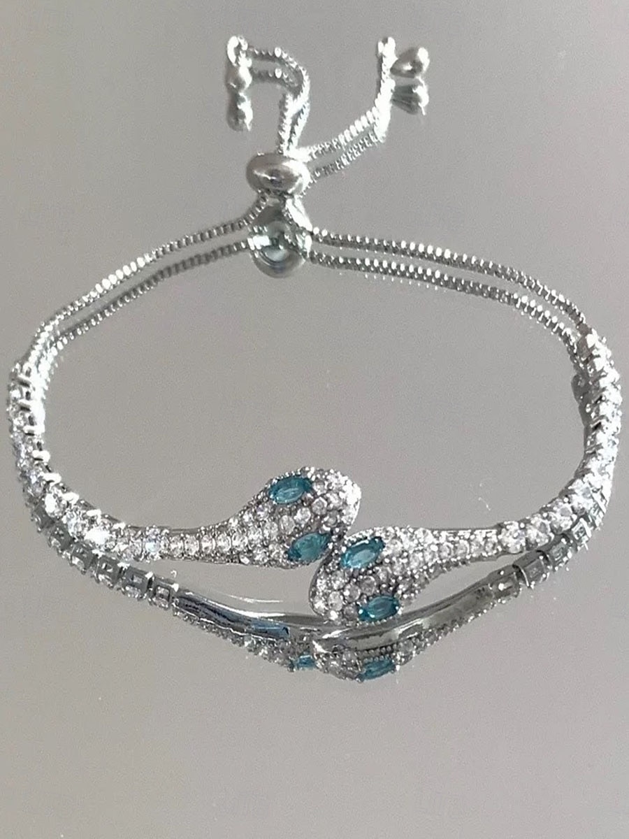 Cubic Zirconia Vintage Style Snake Personalized Chrome Bracelet Jewelry Silver / Purple / Green For Party Street 2025 - $11.49 –P3