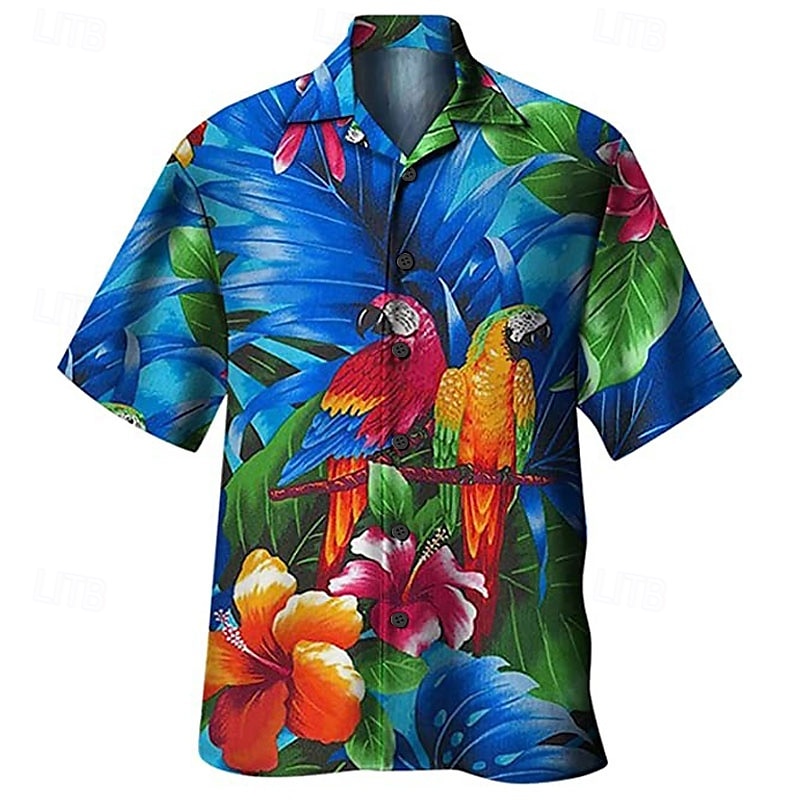 Herr Grafisk Hawaiisk Aloha Skjorta Sommarskjorta Hawaii skjorta Kortärmad Skjorta Nedvikt Mode Designer Ledigt Utomhus Gata Ledigt Havsblått Blå Mörkgrön Tryck S M L 2025 - $3.79 –P2