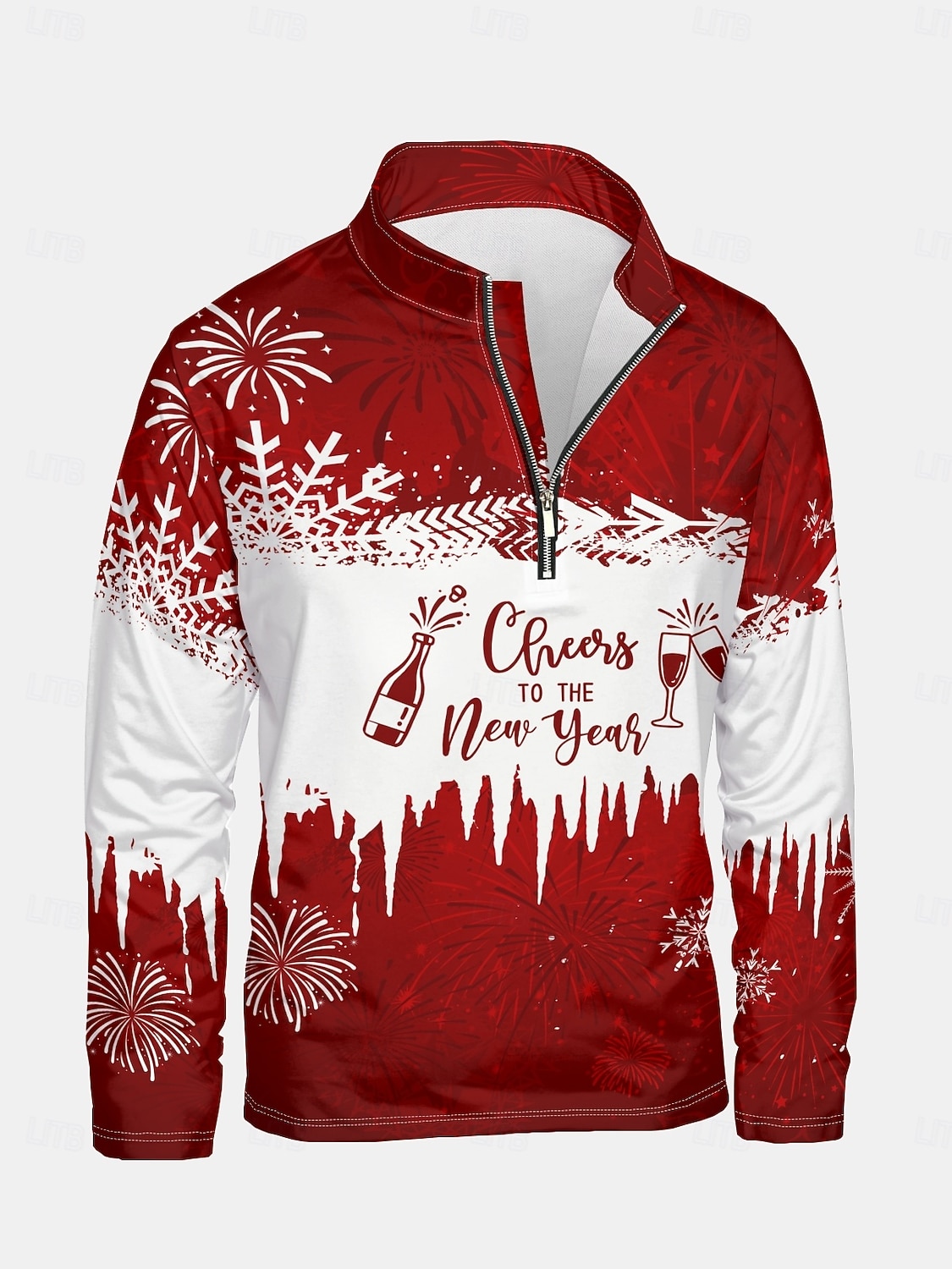 New Year Christmas Men's Sweatshirt Long Sleeve Vacation Going out Streetwear Light Yellow Dark Yellow Light Blue Gray&White Red2 Print Spring &  Fall Designer S M L XL XXL 3XL 2025 - $34.99 –P11