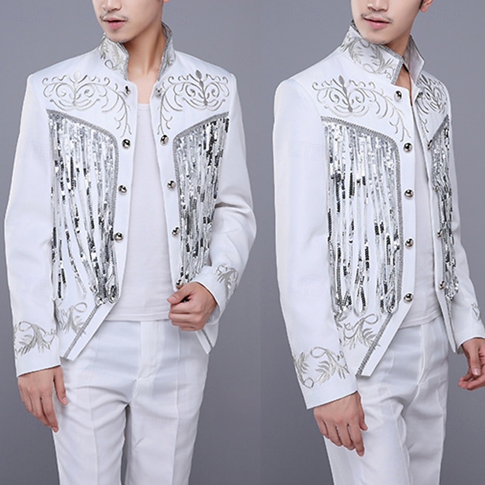 Retro Vintage 1980s Pants Outfits Suits & Blazers Prince Aristocrat Sequins Jacquard Fancy Dress Men's Halloween Carnival Masquerade Party Performance Pride Parade Adults' Coat Pants 2026 - $69.99 –P11